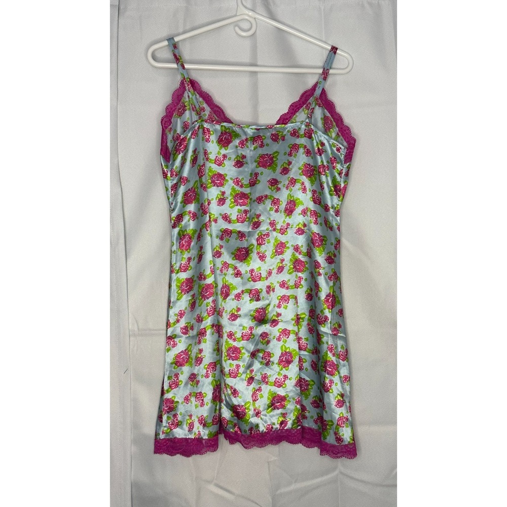 Jonathan Martin Floral Satin Lace Slip Dress Y2K Coquette Whimsy Fairy Babydoll - Picture 3 of 7